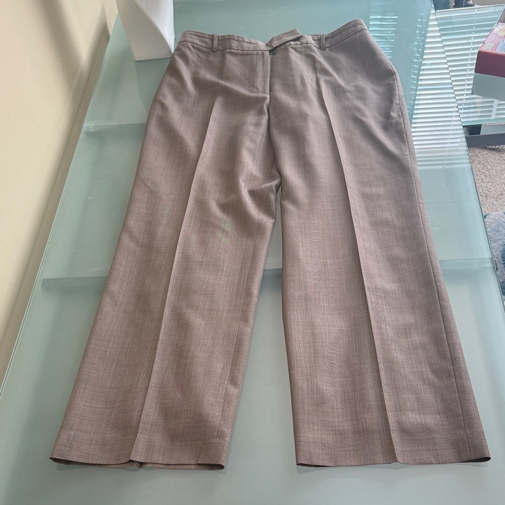 Ann Taylor Pants Ann Taylor Tailored Wool Brown Wide Leg Career Pants Size 14